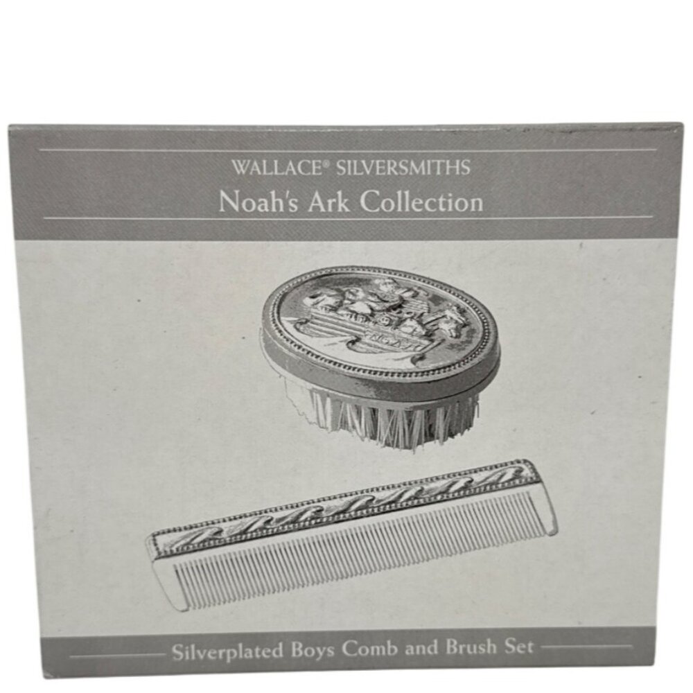 Vintage Wallace Silversmiths Noah's Ark Collection Silver plated Comb & Brush
